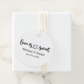 Kalligrafie Heart Love Is Sweet Wedding Bedankjes Labels (In situ)