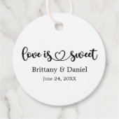 Kalligrafie Heart Love Is Sweet Wedding Bedankjes Labels (Voorkant)