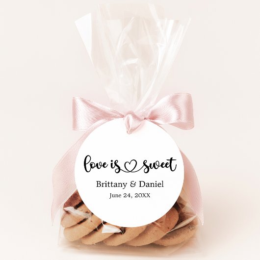 Kalligrafie Heart Love Is Sweet Wedding Bedankjes Labels