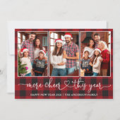 Kalligrafie Heart Plaid Meer Cheer 3 Foto Feestdagenkaart (Voorkant)