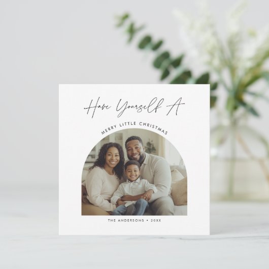 Kalligrafie Heb Jezelf Kerstboog Foto Feestdagenkaart (Staand voorkant)