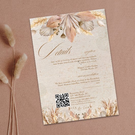 Kalligrafie Herfst Boho Script Wedding Details Informatiekaartje