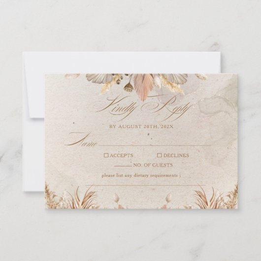 Kalligrafie Herfst Boho Script Wedding RSVP Kaartje (Voorkant)