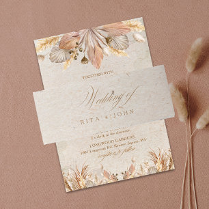 Kalligrafie Herfst Boho Script Wedding Uitnodigingen Wikkel