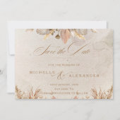 Kalligrafie Herfst Boho Wedding Save the Date Kaar (Voorkant)