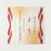 Kalligrafie Herfstblad Bruidsuitnodiging Wandkleed (Voorkant (horizontaal))