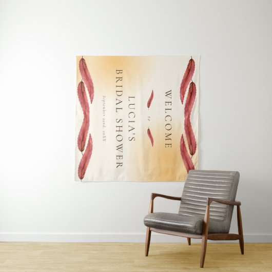 Kalligrafie Herfstblad Bruiloft Feest Welkom Wandkleed (In Situ (horizontaal))