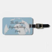 Kalligrafie Het avontuur begint bruiloft gunst Bagagelabel (Voorkant horizontaal)