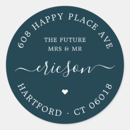 Kalligrafie Het toekomstige bruiloft retour adres Ronde Sticker
