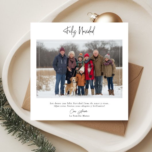 Kalligrafie Hispanic Feliz Navidad Kerstfoto Feestdagenkaart