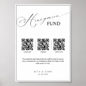 Kalligrafie Honeymoon Fund Cash QR Code Wedding Poster (Voorkant)
