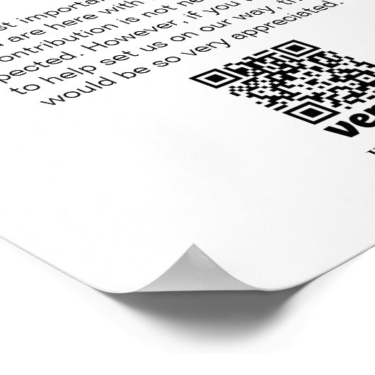 Kalligrafie Honeymoon Fund QR Code Sign Poster (Hoek)