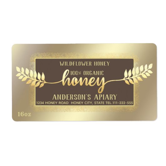 kalligrafie honingbijtak etiket (Voorkant)