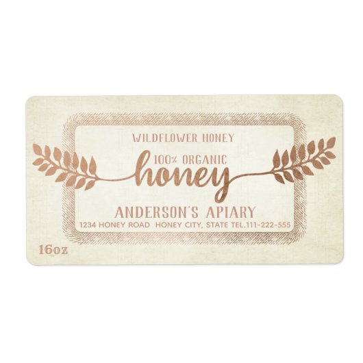 kalligrafie honingbijtak etiket (Voorkant)