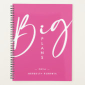 Kalligrafie Hot Pink Big Plans 2024 Planner (Voorkant)