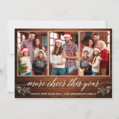 Kalligrafie Hout Meer Cheer Dit Jaar 3 Foto Feestdagenkaart (Voorkant)