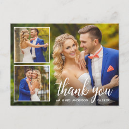 Kalligrafie Huwelijk 3 Foto Collage Bedankt Briefkaart