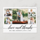 Kalligrafie Huwelijk 5 Foto Liefde en Dankbaarheid Briefkaart (Voorkant)