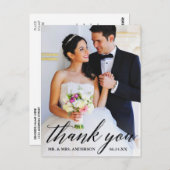 Kalligrafie Huwelijk Bruid Bruidegom Foto Bedankt Briefkaart (Voorkant / Achterkant)