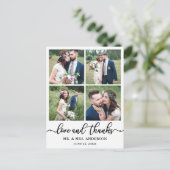 Kalligrafie Huwelijk Collage 4 Foto Bedankt Briefkaart (Staand voorkant)