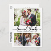 Kalligrafie Huwelijk Collage 4 Foto Liefde Dank Briefkaart (Voorkant / Achterkant)