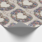 Kalligrafie Huwelijk Harten en Rozen Cadeaupapier (Hoek)