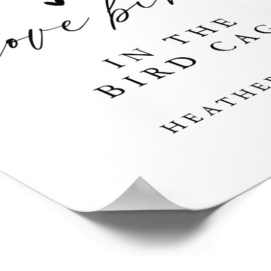 Kalligrafie Huwelijk Vogelkooi Huwelijkskaarten Bo Poster (Hoek)