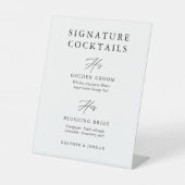 Kalligrafie Huwelijks Handtekening Cocktail Bar Bo Reclamebord Met Voetstuk (Voorkant)