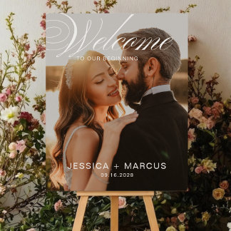 Kalligrafie Huwelijks Welkomstbord Poster met Foto