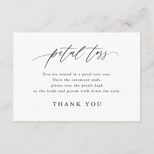 Kalligrafie Huwelijksafscheid Bloemblaadjes Werpen Informatiekaartje (Voorkant)