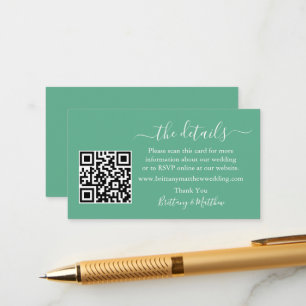 Kalligrafie Huwelijksdetails Website QR Mintgroen Informatiekaartje