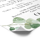 Kalligrafie Huwelijksdranken Menu Eucalyptus Bord Poster (Hoek)