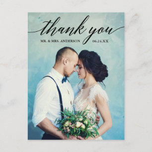Kalligrafie Huwelijksfoto Bedankt Briefkaart