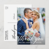 Kalligrafie Huwelijksfoto Bruid Bruidegom Bedankt Briefkaart (Voorkant / Achterkant)