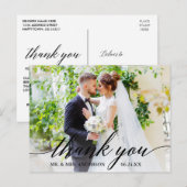 Kalligrafie Huwelijksfoto Bruid Bruidegom Bedankt  Briefkaart (Voorkant / Achterkant)
