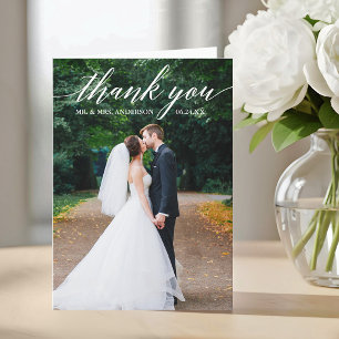 Kalligrafie Huwelijksfoto Elegant Vouwkaart Bedankkaart