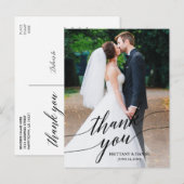 Kalligrafie Huwelijksfoto Overlay Dank U Briefkaart (Voorkant / Achterkant)