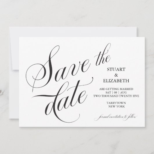 Kalligrafie Huwelijkskaart Bewaar de Datum Save The Date (Voorkant)