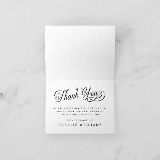 Kalligrafie in liefdevolle herinnering begrafenis  bedankkaart (Binnen)