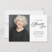 Kalligrafie in liefdevolle herinnering begrafenis  bedankkaart (Voorkant)