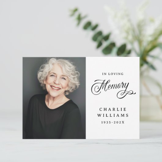 Kalligrafie in liefdevolle herinnering begrafenis  bedankkaart (Staand voorkant)