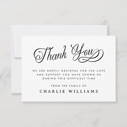 Kalligrafie in liefdevolle herinnering begrafenis bedankkaart (Achterkant)