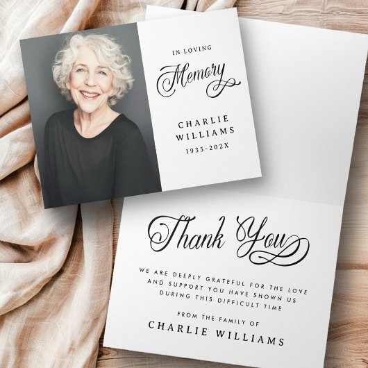 Kalligrafie in liefdevolle herinnering begrafenis bedankkaart