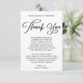 Kalligrafie in plaats van gunsten Dank u plaats ka Aankondiging (Staand voorkant)