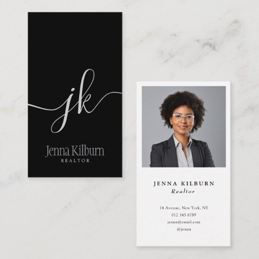 kalligrafie-initialen-makelaar visitekaartje (Voorkant / Achterkant)