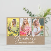 Kalligrafie Ink Pen 3 Foto Kraft Afstuderen Aankondiging (Staand voorkant)