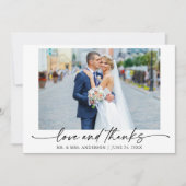 Kalligrafie Ink Pen Love 4 foto's Huwelijk Bedankkaart (Voorkant)