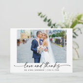 Kalligrafie Ink Pen Love 4 foto's Huwelijk Bedankkaart (Staand voorkant)