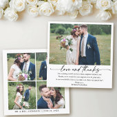 Kalligrafie Ink Pen Love Wedding 5 foto's Vierkant Bedankkaart