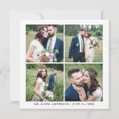 Kalligrafie Ink Pen Love Wedding 5 foto's Vierkant Bedankkaart (Achterkant)